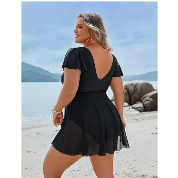 BLOOMING JELLY - XXL Elegant Black Swim Dress - Picture 5 of 10